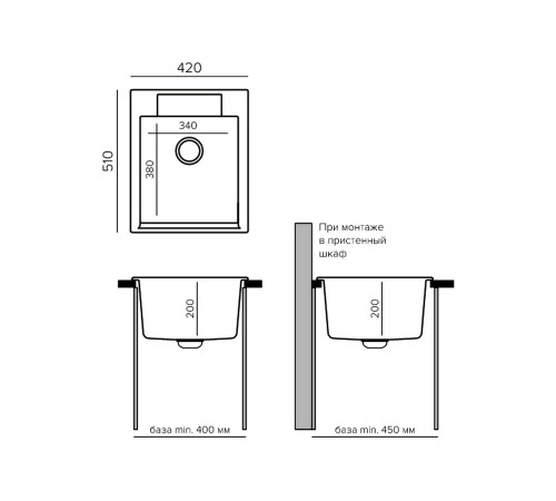 Мойка Полигран Арго-420, черный