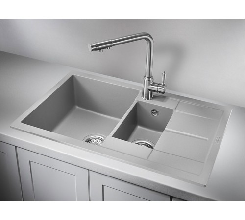 Кухонная мойка кварцевая Гранула 7802, алюминиум