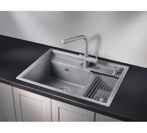 Кухонная мойка кварцевая Granula KS-7302, алюминиум Кухонная мойка кварцевая Granula KS-7302, алюминиум