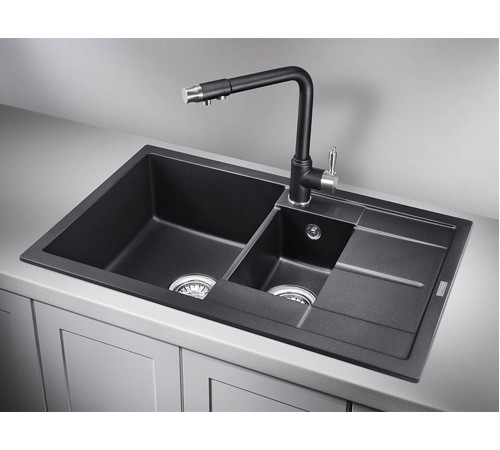 Кухонная мойка кварцевая Гранула 7802, шварц