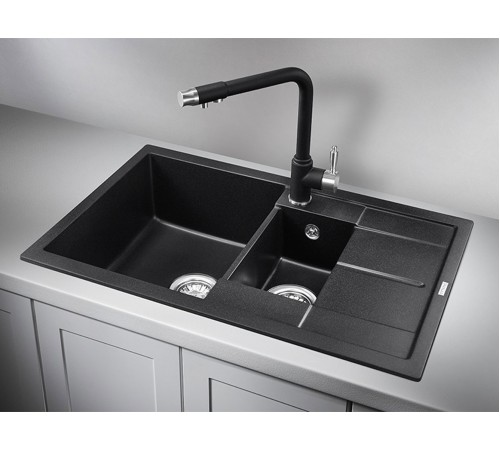 Кухонная мойка кварцевая Гранула 7802, черный