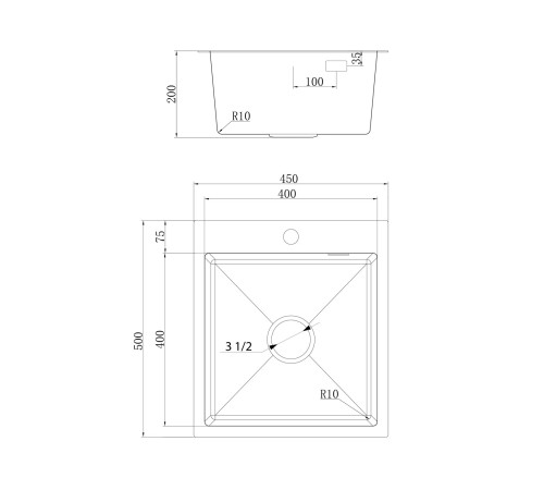 Мойка "Юкинокс" Практика 450.500 с выпуском, брашированная