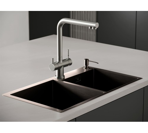 Набор 3 в 1 мойка, корзина и дозатор РМС MR-7843BL, графит/металлик