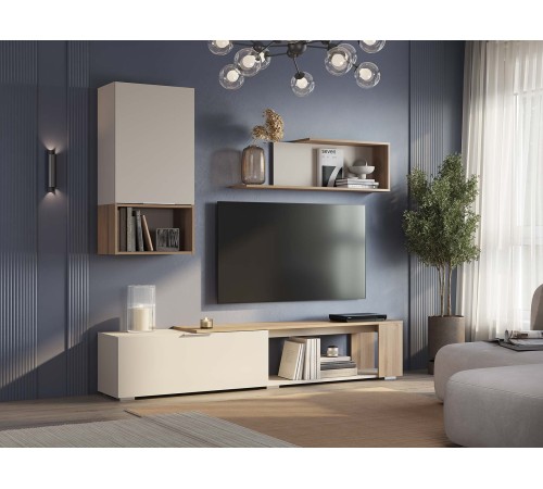 Полка навесная Кельн АН-02, дуб смоки/кашемир