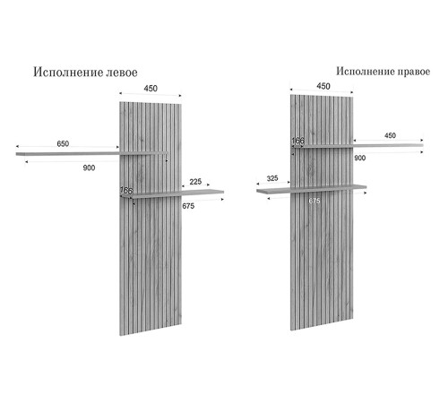 Полка настенная Моди, дуб крафт золотой