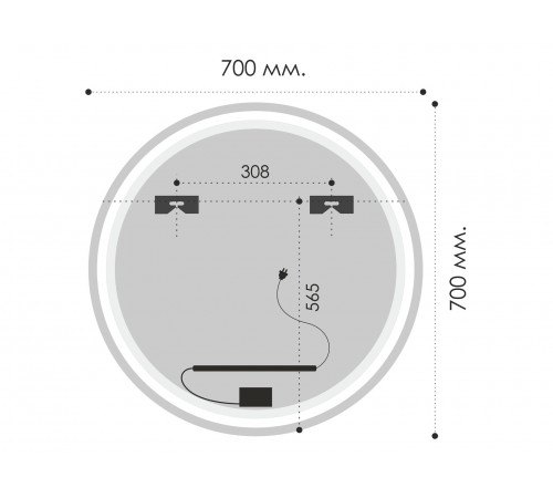 Зеркало LED D70 с диммером, без подогрева