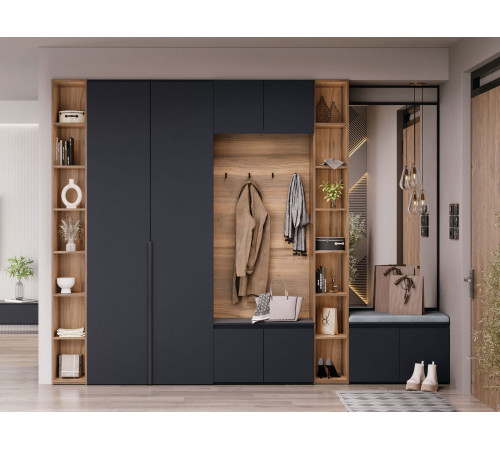 Обувница Лаура 464.12 с подушкой, серый уголь/сизый