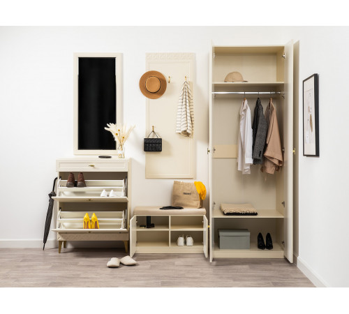 Обувница 3 ящ Марион 16.134, слоновая кость/белый шагрень