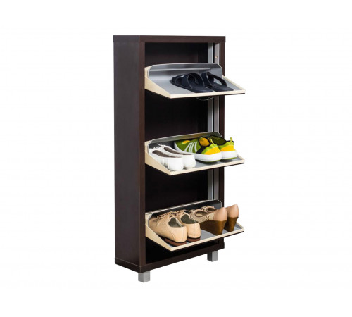 Обувница Люкс 3, венге/стекло чёрное