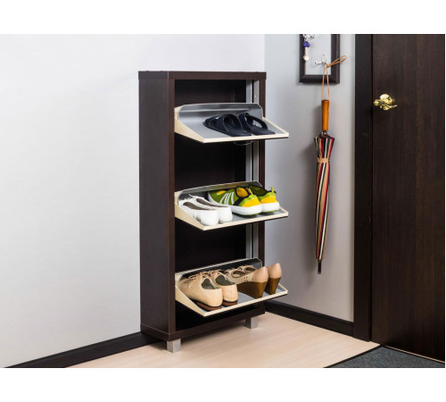 Обувница Люкс 3, венге/стекло чёрное