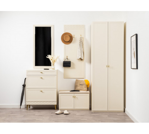 Обувница 3 ящ Марион 16.134, слоновая кость/белый шагрень