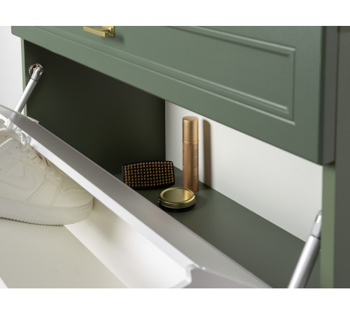 Обувница 3 ящ Марион 16.134, дымчатый зеленый/олива шагрень/белый