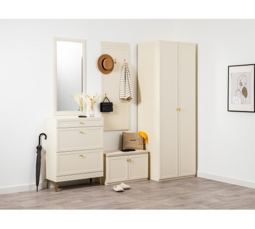 Обувница 3 ящ Марион 16.134, слоновая кость/белый шагрень