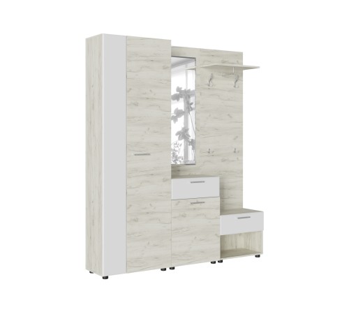 Тумба с зеркалом Сафари ТМ-002, дуб крафт белый/белый матовый