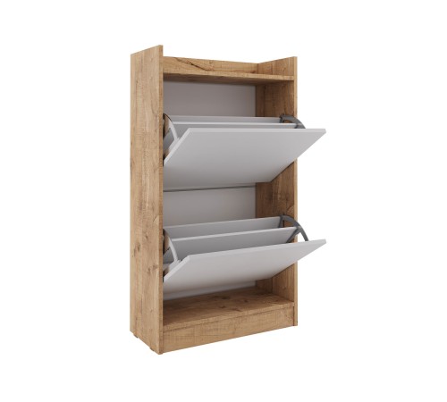 Обувница Охта Лайт 600.2, дуб вотан/белый гладкий