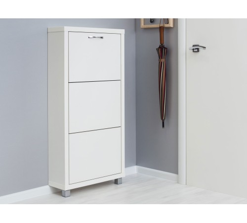 Обувница Люкс 3, белый шагрень