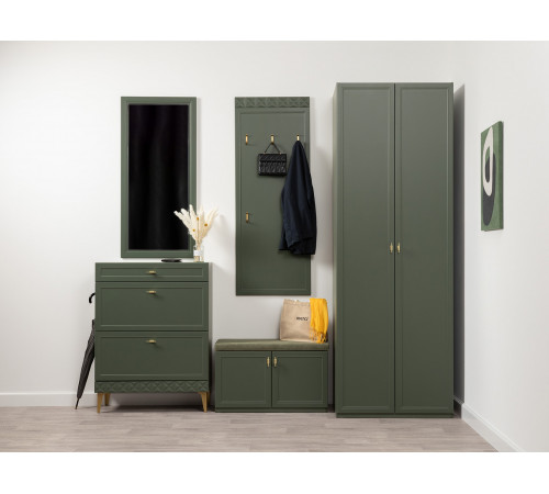 Обувница 3 ящ Марион 16.134, дымчатый зеленый/олива шагрень/белый