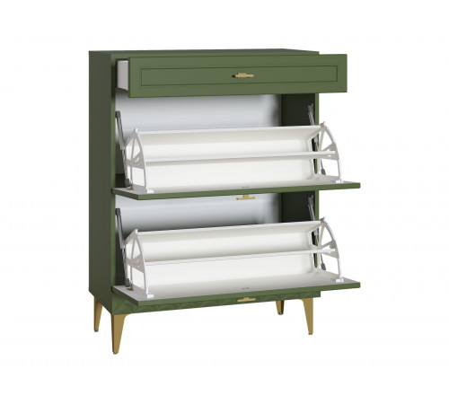 Обувница 3 ящ Марион 16.134, дымчатый зеленый/олива шагрень/белый