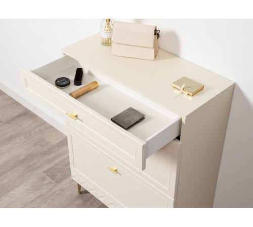 Обувница 3 ящ Марион 16.134, слоновая кость/белый шагрень