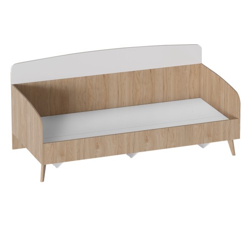 Кровать Калгари 90х200, дуб светлый натуральный/белый матовый