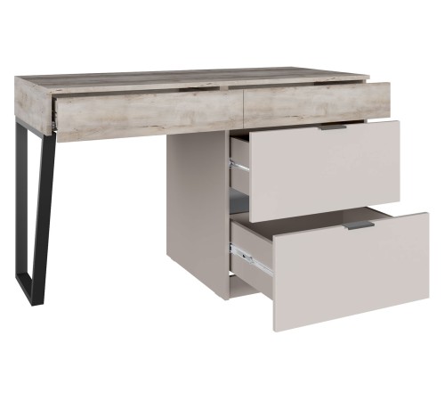 Стол письменный Осака с тумбой и ящ 120, велюр/сантьяго софт/клен каньон крупнолистный