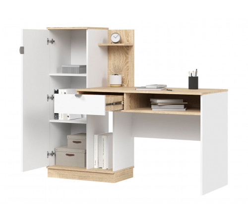 Стол письменный Юкка, белый/дуб сонома