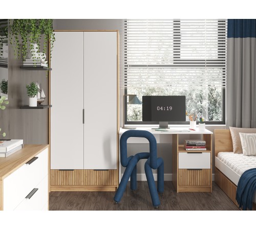 АЖ6 981 Стол письменный Ивис, дуб крафт золотой/белый