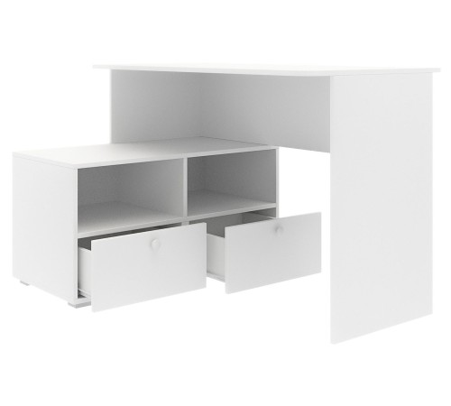 Стол письменный угловой Абрис 2 ящ 332.09, белый глянец / белый