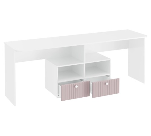 Письменный стол Фокс двойной с ящ, белый/пудровый