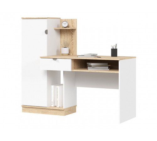 Стол письменный Юкка, белый/дуб сонома