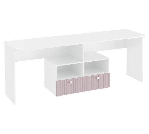 Письменный стол Фокс двойной с ящ, белый/пудровый