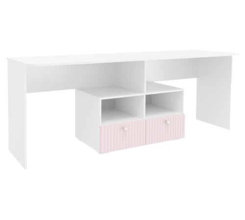 Стол письменный Алиса двойной с ящ, розовый/белый