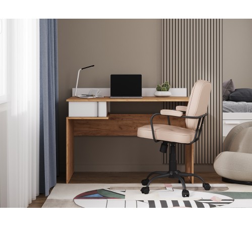 Письменный стол Джамп, дуб вотан/белый гладкий