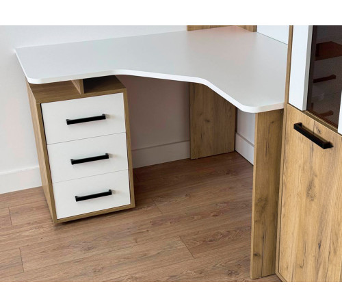 Стол компьютерный Лайт-2 угловой, дуб крафт золотой/белый