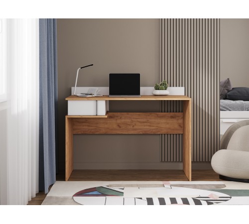 Письменный стол Джамп, дуб вотан/белый гладкий