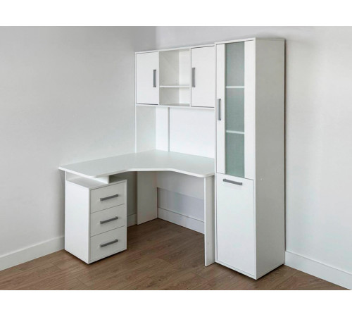 Стол компьютерный Лайт-2 угловой, белый/белый