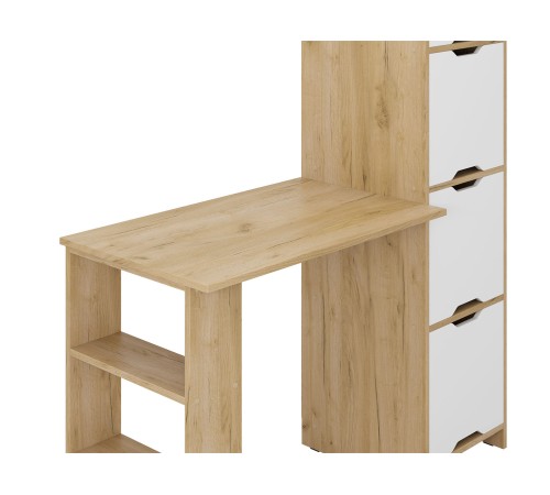 Письменный стол с дверцами Юнит, крафт/белый