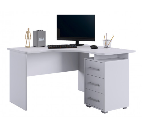 Стол компьютерный Лайт-2 угловой, белый/белый