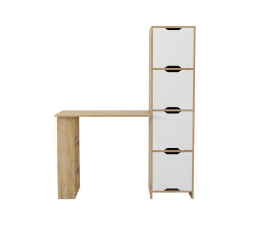 Письменный стол с дверцами Юнит, крафт/белый