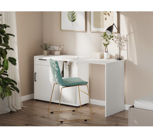 000336775 Стол письменный Форест / СТК 16, белый шагрень