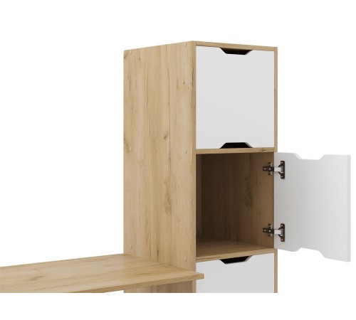 Письменный стол с дверцами Юнит, крафт/белый