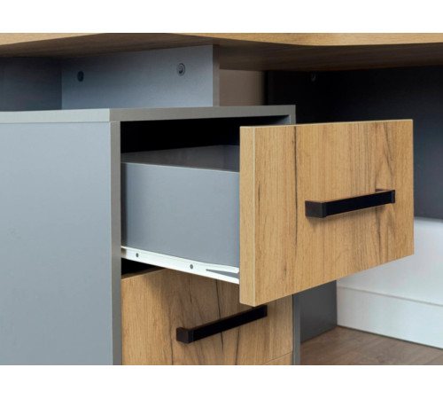 Стол компьютерный Лайт-2 угловой, графит/дуб крафт золотой