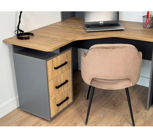 Стол компьютерный Лайт-2 угловой, графит/дуб крафт золотой