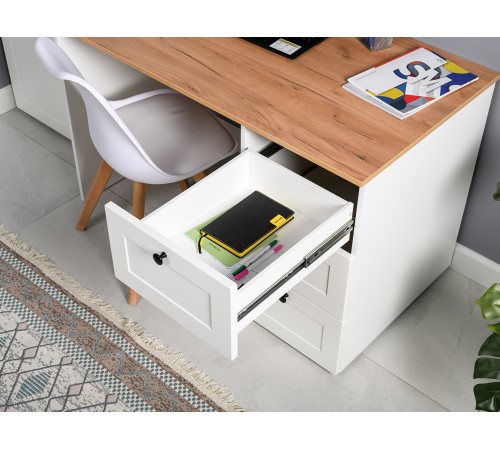 Письменный стол Остин 12.159, белый шагрень/дуб золотой