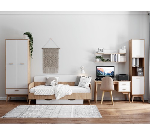 Письменный стол Калгари, дуб светлый натуральный/белый матовый