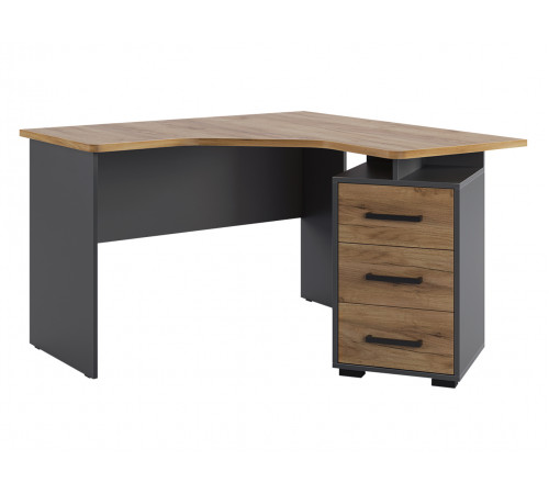 Стол компьютерный Лайт-2 угловой, графит/дуб крафт золотой