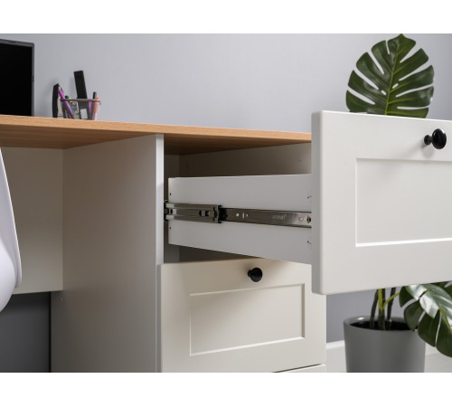 Письменный стол Остин 12.159, белый шагрень/дуб золотой