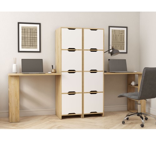 Письменный стол с дверцами Юнит, крафт/белый