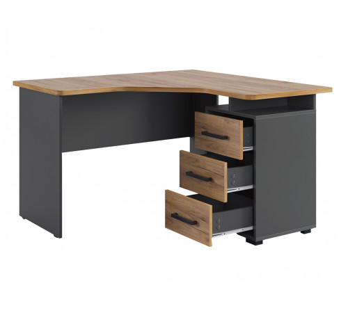 Стол компьютерный Лайт-2 угловой, графит/дуб крафт золотой