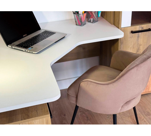 Стол компьютерный Лайт-2 угловой, дуб крафт золотой/белый